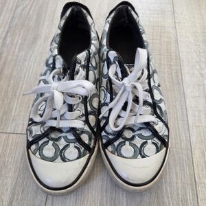 Coach Patterned Lace-Up Sneakers - White/Green